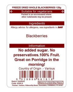 FREEZE DRIED BLACKBERRIES  125G