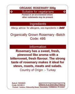 ROSEMARY CUT 500G(ORGANIC)