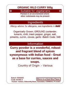 CURRY POWDER 500G(ORGANIC)