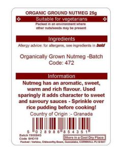 NUTMEG GROUND 25G (ORGANIC)