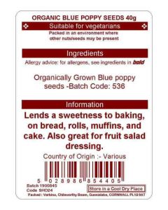 POPPY SEED BLUE 40G (ORGANIC)