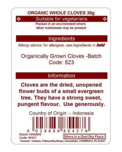 CLOVES WHOLE 30G (ORGANIC)