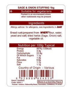 SAGE & ONION STUFFING 1KG