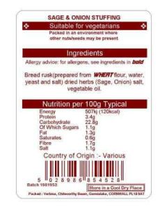 SAGE & ONION STUFFING  12.5KG