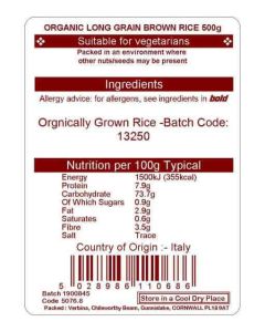 LONG BROWN RICE ORG. 500G