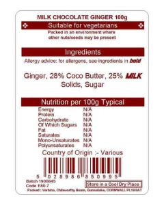 BAYTREE MILK CHOC GINGER 100G