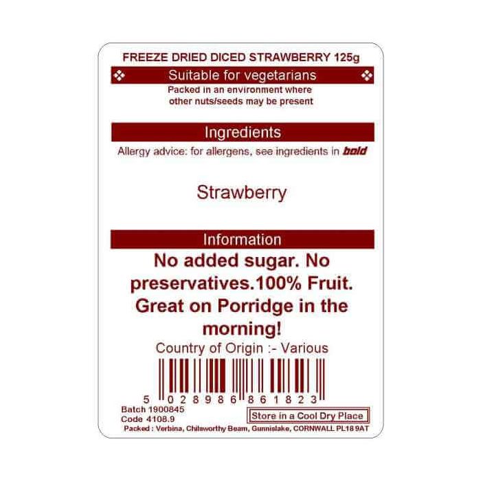 FREEZE DRIED DICED STRAWBERRY 125G