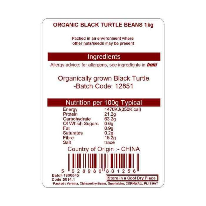 BLACK TURTLE BEANS ORG 1KG