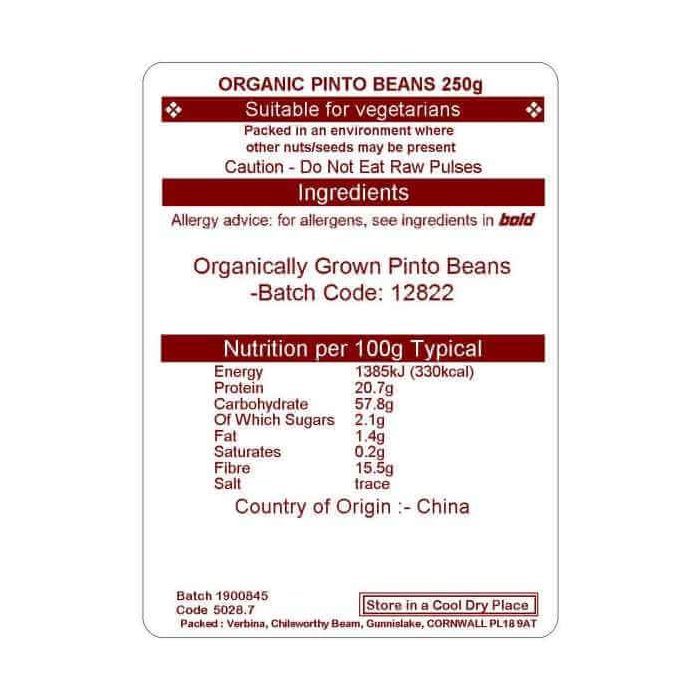 PINTO BEANS ORG 250G