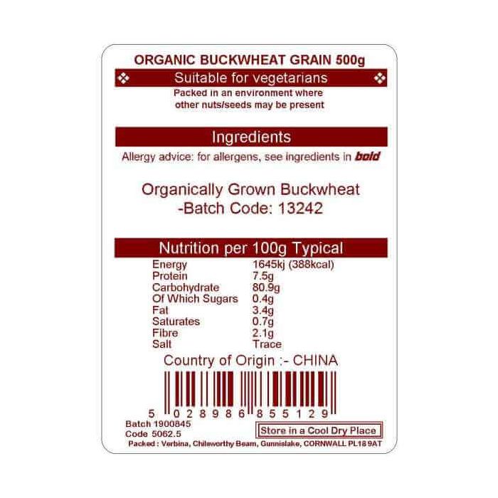 BUCKWHEAT WHOLE UNROASTED ORG. 500G