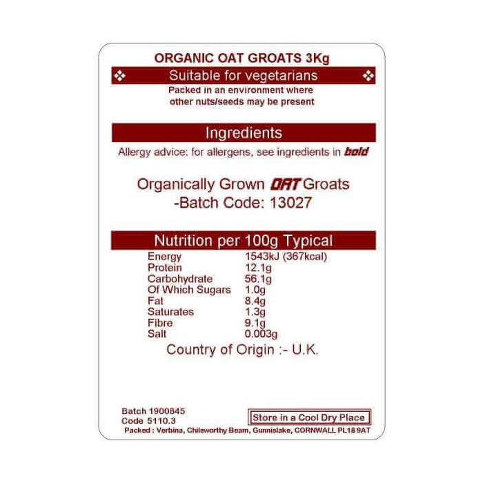 OAT GROATS ORG 3KG