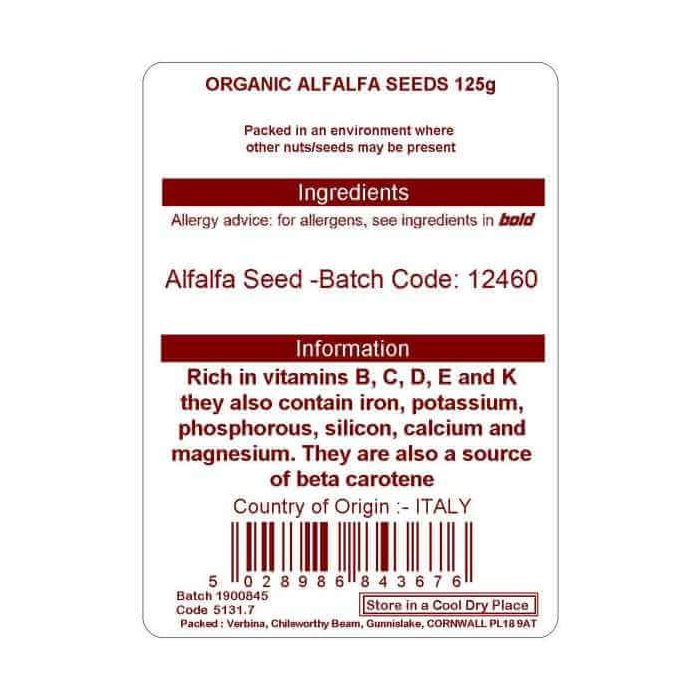 ALFALFA SEEDS ORG 125G