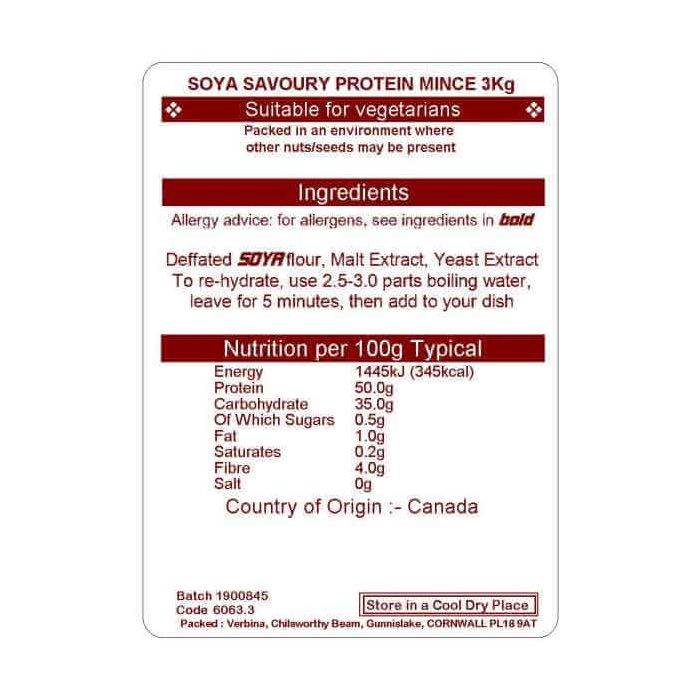 SOYA PROTEIN SAVOURY MINCE   3KG