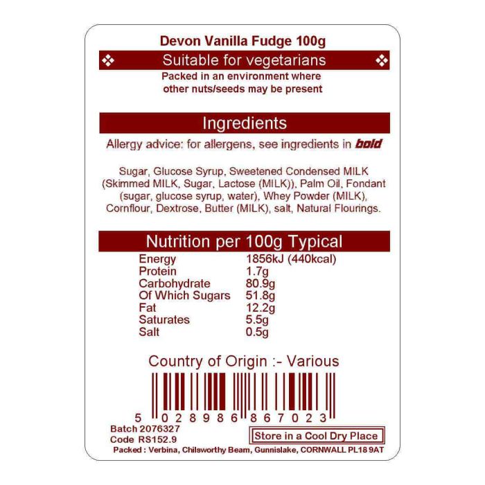 DEVON VANILLA FUDGE 100G