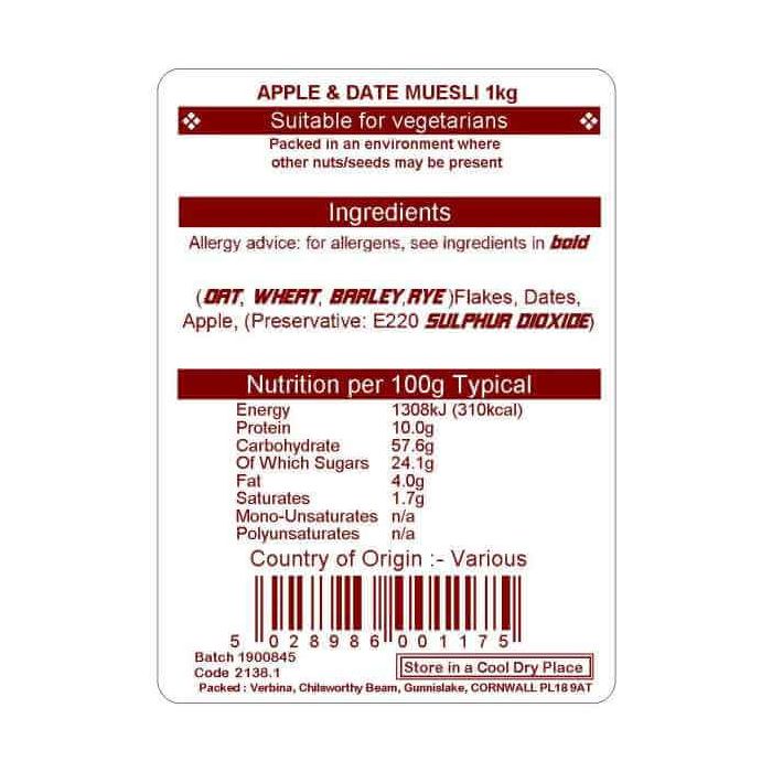 APPLE & DATE MUESLI 1KG