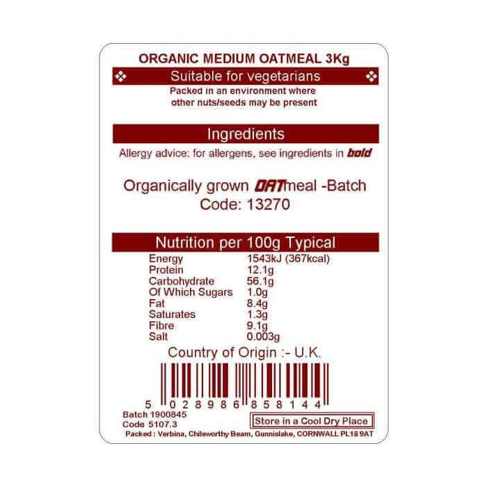 OATMEAL MEDIUM ORG 3KG