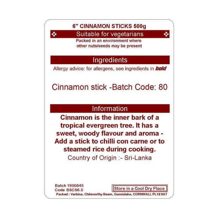 CINNAMON STICKS 500G 6 INCH